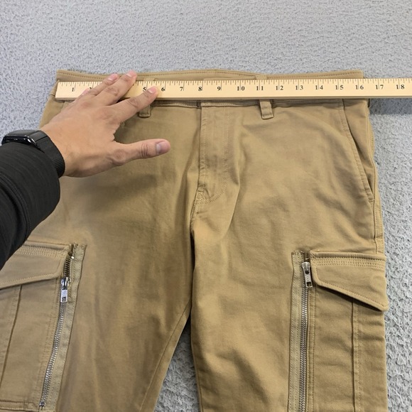 Diesel Chi Groove Cargo Pants Mens 31x32 Tan Slim Straight Zip Button Utility - Picture 6 of 13